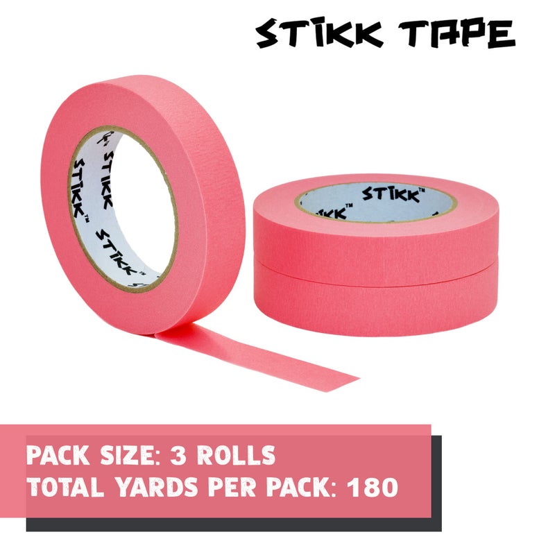 STIKK Painters Tape - 3pk Pink Painter Tape - 1 inch x 60 Yards - Paint Tape for Painting, Edges, Trim, Ceilings - Masking Tape for DIY Paint Projects - Residue-Free Painting Tape - Image 3